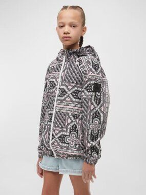 NWT Moose Knuckles Girls Pink Bandana Print Windbreaker | Size M, 10/12